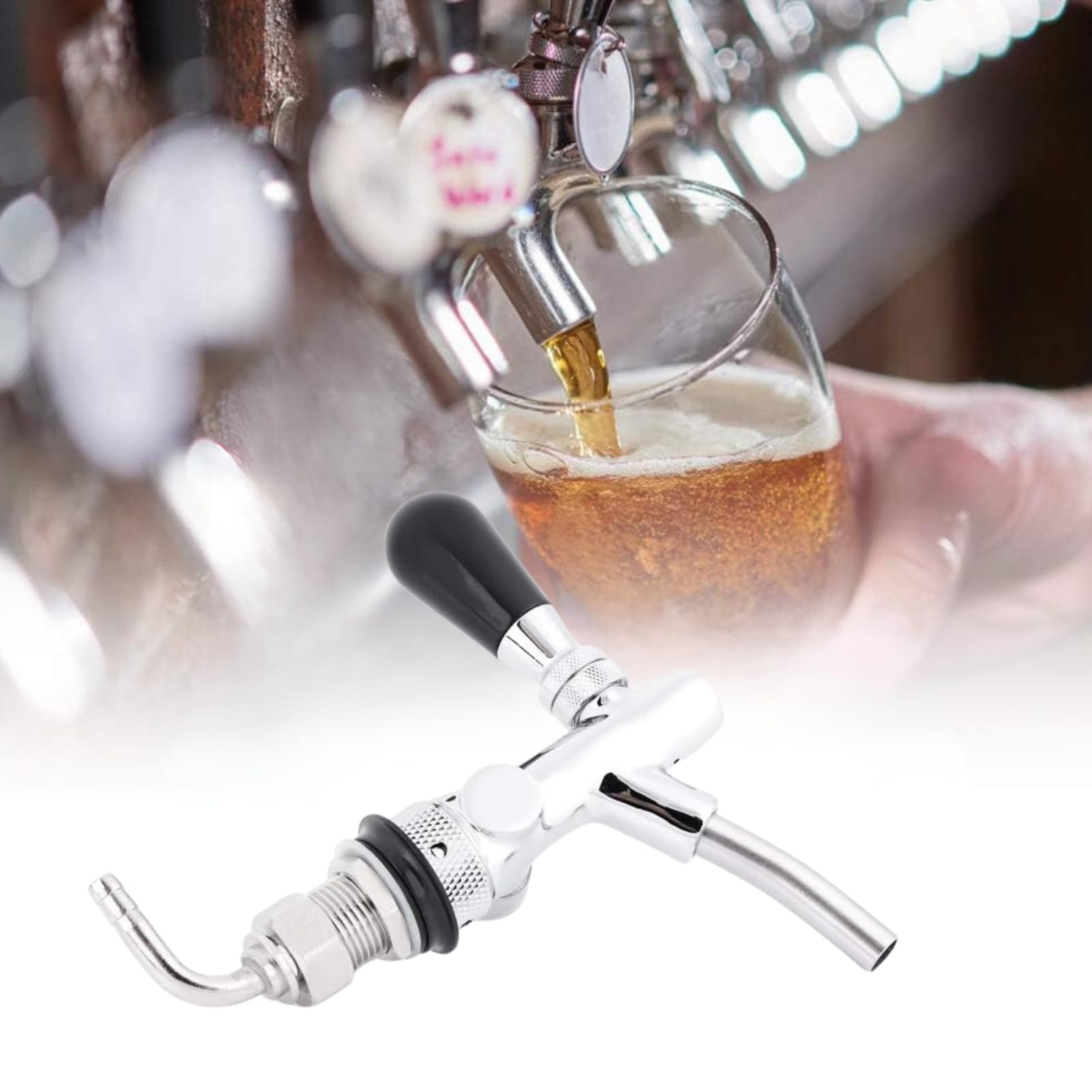 DEWIN Einstellbare Zapfhahn Edelstahl G5/8 Bierhahn für Hausbar