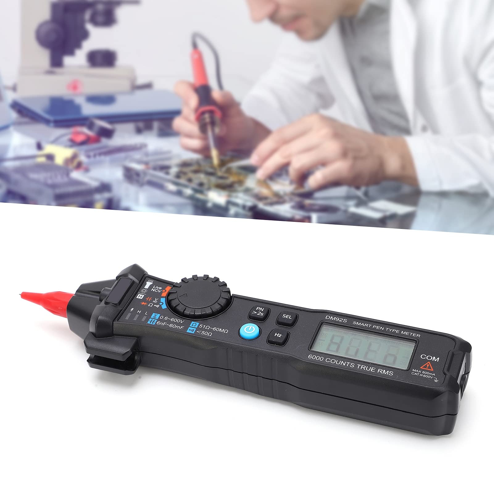 Multimètre Numérique DM92S, Testeur LCD de Haute Précision pour électriciens à Usage Domestique, 5999 Points