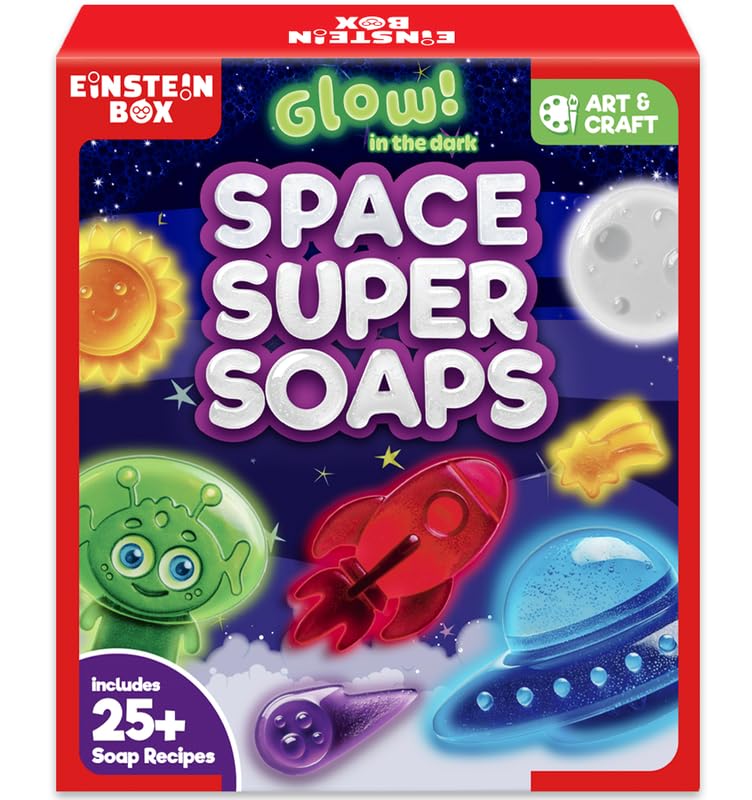 Space Soap Making Kit | Toys & Gifts for Boys Aged 4+ | Fun, Engaging DIY Craft Kit Perfect for Birthday Gift Ideas| Glow in The Dark with Spaceship, Sun & Moon Soaps
