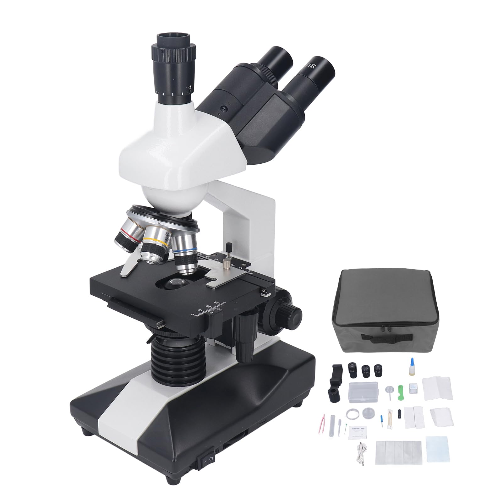 Naroote Microscopio Trinocular de 40X a 5000X, Equipo óptico Profesional de Gran Aumento para Estudiantes de Investigación de Laboratorio