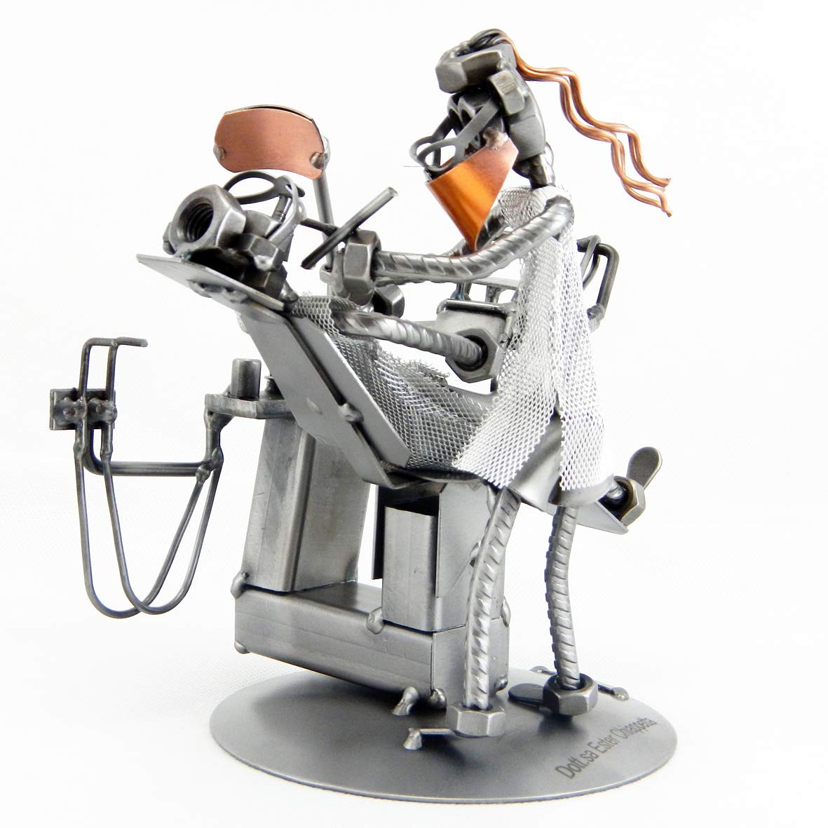 DENTISTA CON PAZIENTE IN METALLO CON VITI BULLONI CHIODI DI METAL IDEA - IDEA REGALO ORIGINALE - 100% ARTIGIANALE - MADE IN ITALY - PERSONALIZZABILE