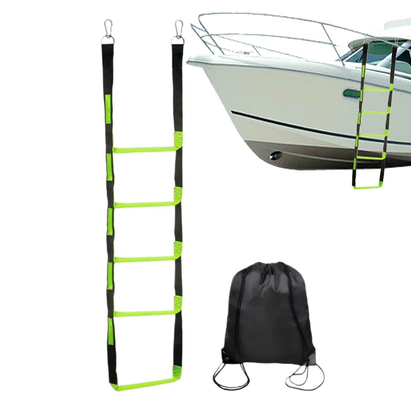 pieghevole a 5 gradini per barca in corda | Scaletta per kayak, pontone, yacht, canoa, snorkeling, pesca, nuoto