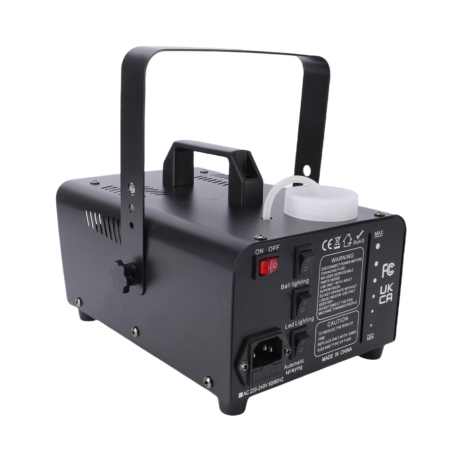 Wytwornica Mgły o Mocy 600 W, Metalowy Korpus z Pilotem i kulą dyskotekową, na Imprezy Halloween, Wesela, Scena DJ-a, Imprezy na świeżym Powietrzu W (Wtyczka UE 220-240 V)