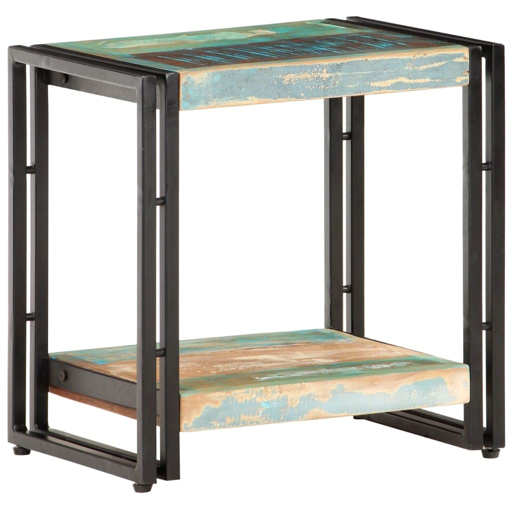 Beistelltisch Altholz Massiv 40x30x40 cm Couchtisch mit Ablagefach und Stauraum für Wohnzimmer Schlafzimmer Büro Flur als Nachttisch oder Sofatisch im Industriestil mit Rollen und Regal