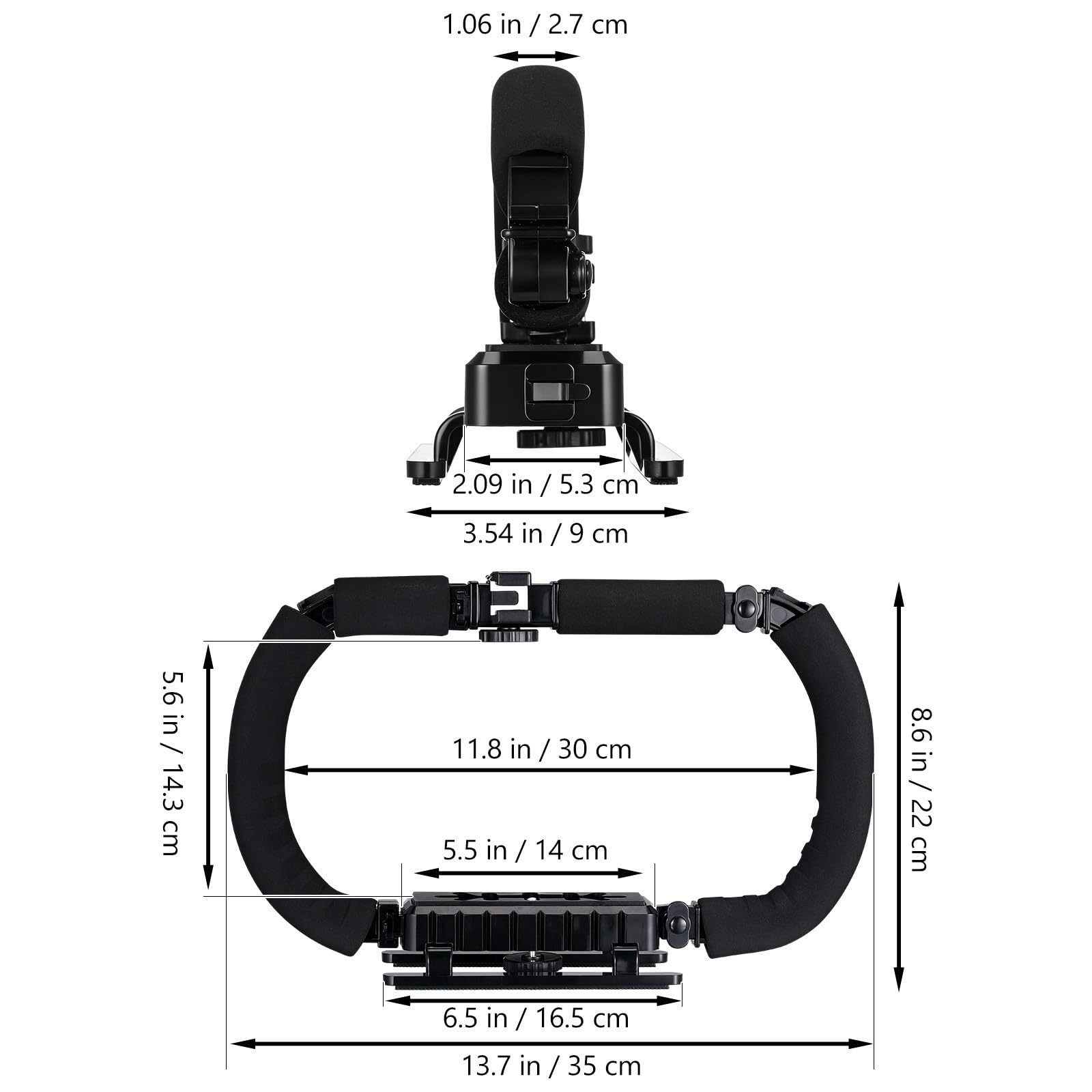 Hemobllo Stabilizzatore Video Maneggevole per Smartphone e Fotocamere Dv 3 Montaggi Slitta Fredda in Plastica e Metallo Nero per Riprese Stabili