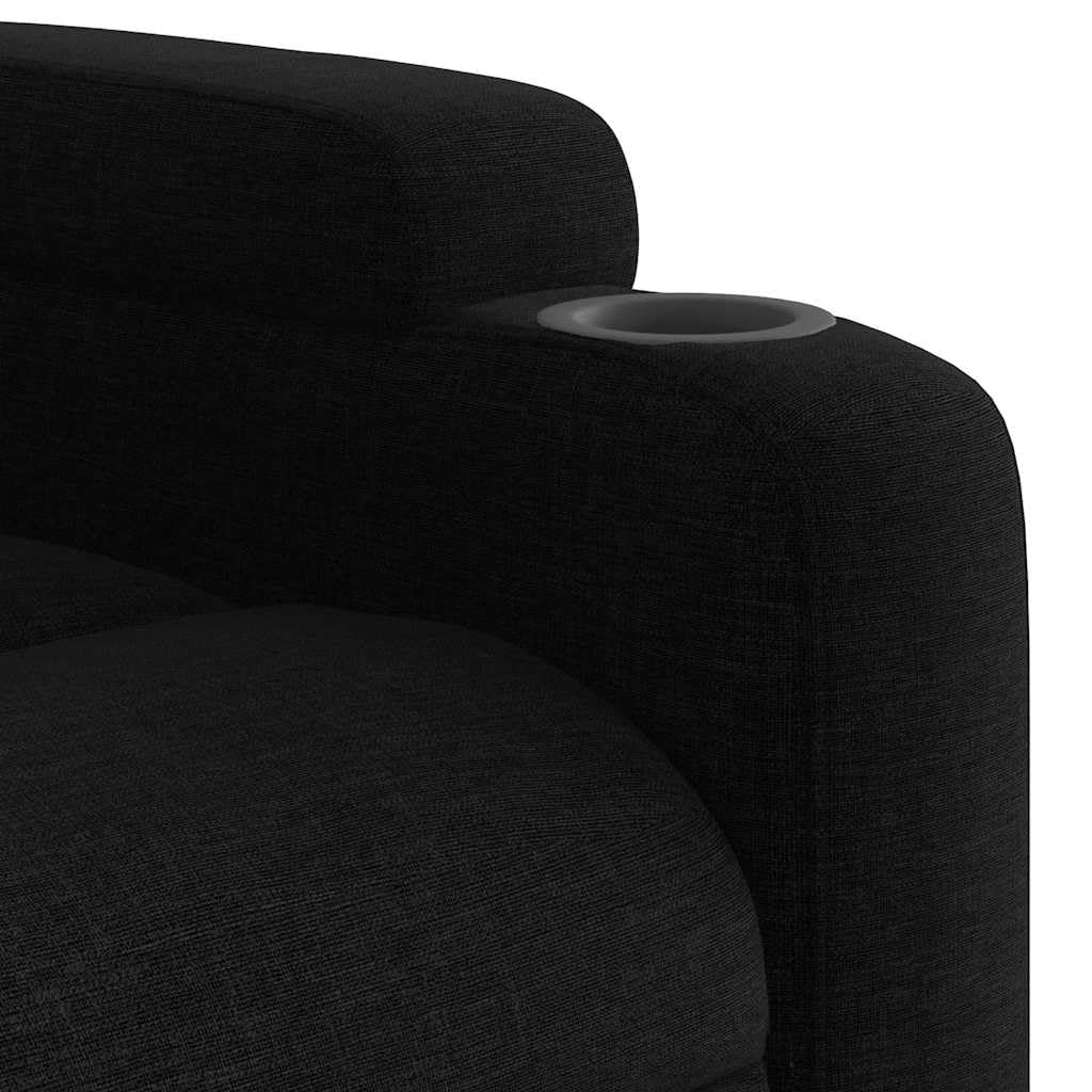 vidaXL Fauteuil Inclinable, Chaise de Relaxation avec Porte-gobelets, Siège avec Dossier et Accoudoirs Salle de Séjour, Moderne, Noir Tissu