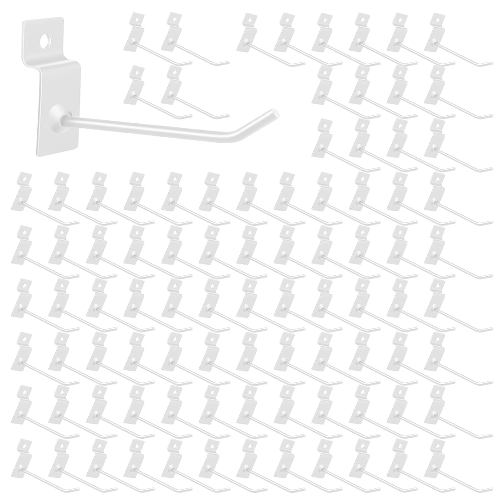 Yauhar 100Pcs Heavy Duty Slat Wall Display Hooks Bulk Set, Slatwall Accessories Pegboard Gridwall Display Hook Slat Wall Shelf Brackets for Retail Home (White, 4 Inches/10 CM)