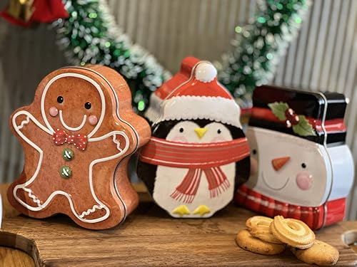 Miniatura 3 de YWKXM Juego de 4 latas de galletas navideñas para almacenamiento de alimentos, solución de embalaje de regalo, tarro de galletas de metal extra
