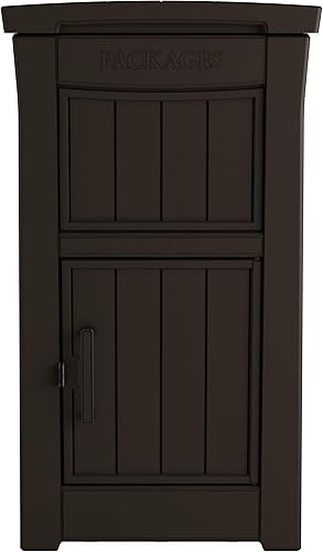 Vista 15 de Keter Caja de entrega para porche con compartimento de almacenamiento seguro con cerradura para mantener los paquetes seguros, tamaño único, marrón