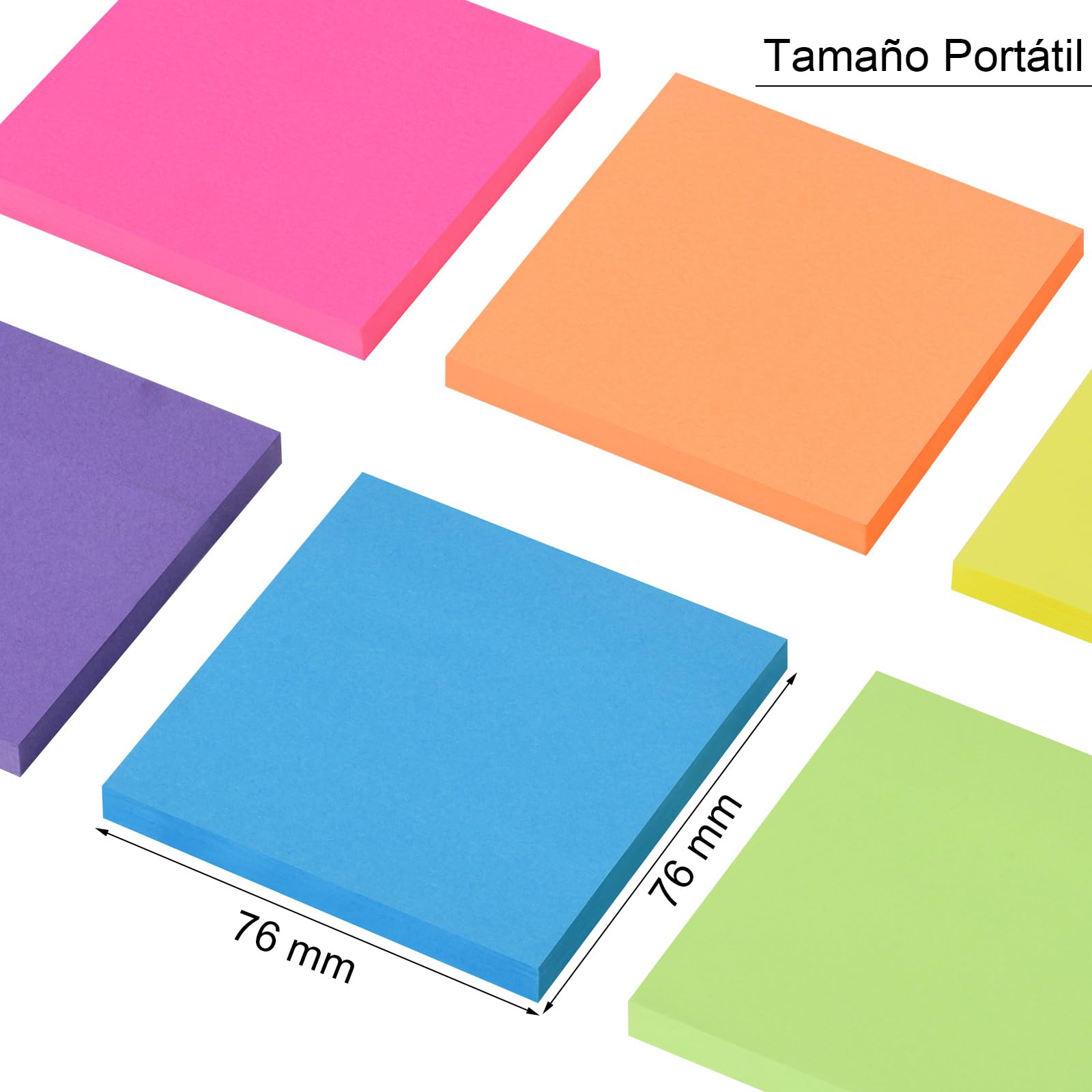 ZCZN Notas Adhesivas, Pack de 12 Bloc de notas, 76 x 76 mm Notas Autoadhesivas, 60 Hojas por Bloc, 6 Colores