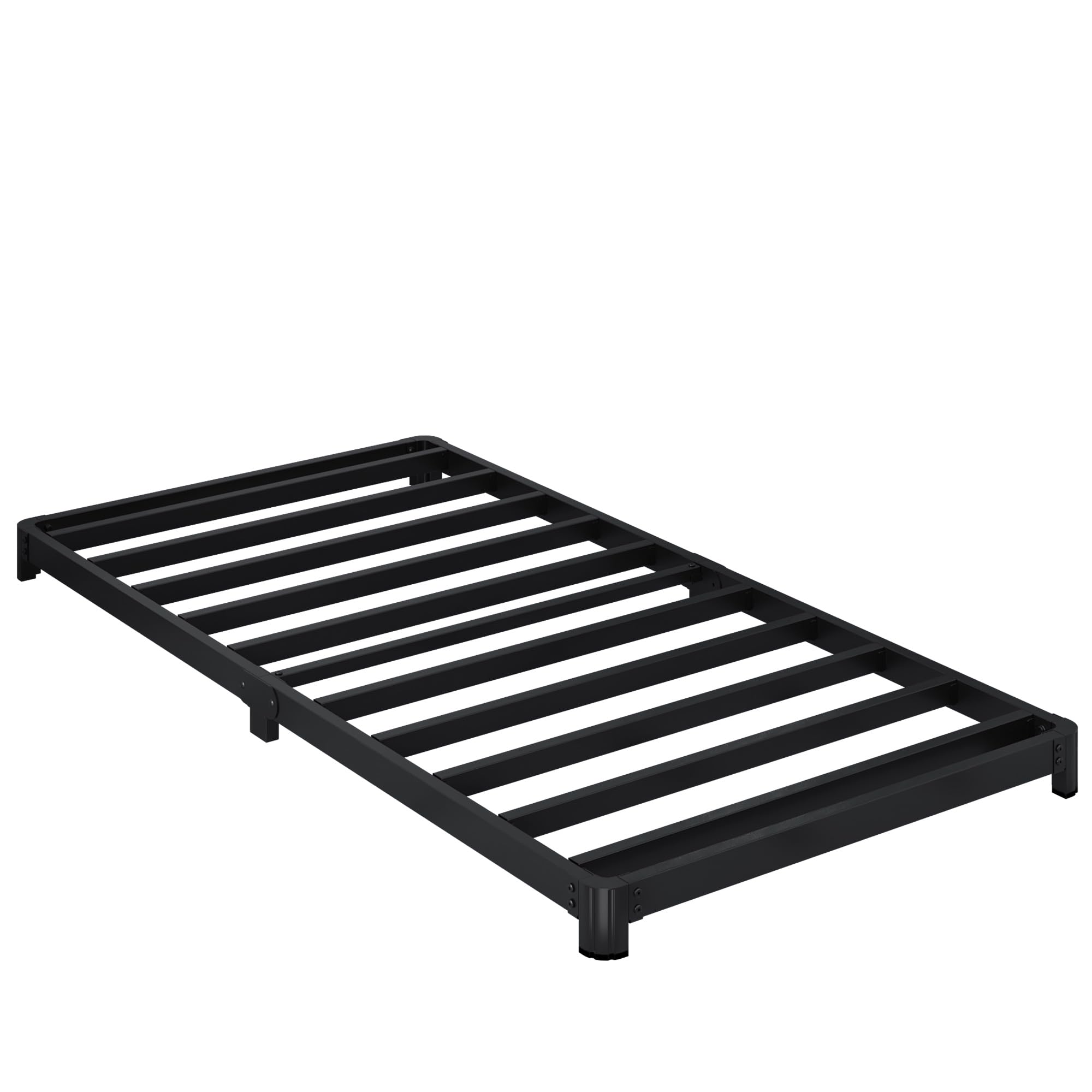 Marcos de cama tamaño individual de 3 pulgadas con esquinas redondeadas, metal resistente, fácil montaje, sin ruido, color negro 9