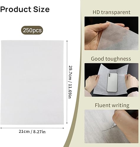 Miniatura 2 de 250 hojas de papel para dibujar bocetos, blocs de papel de rastro de artistas translúcidos de Catephe para dibujar, papel de dibujo transparente