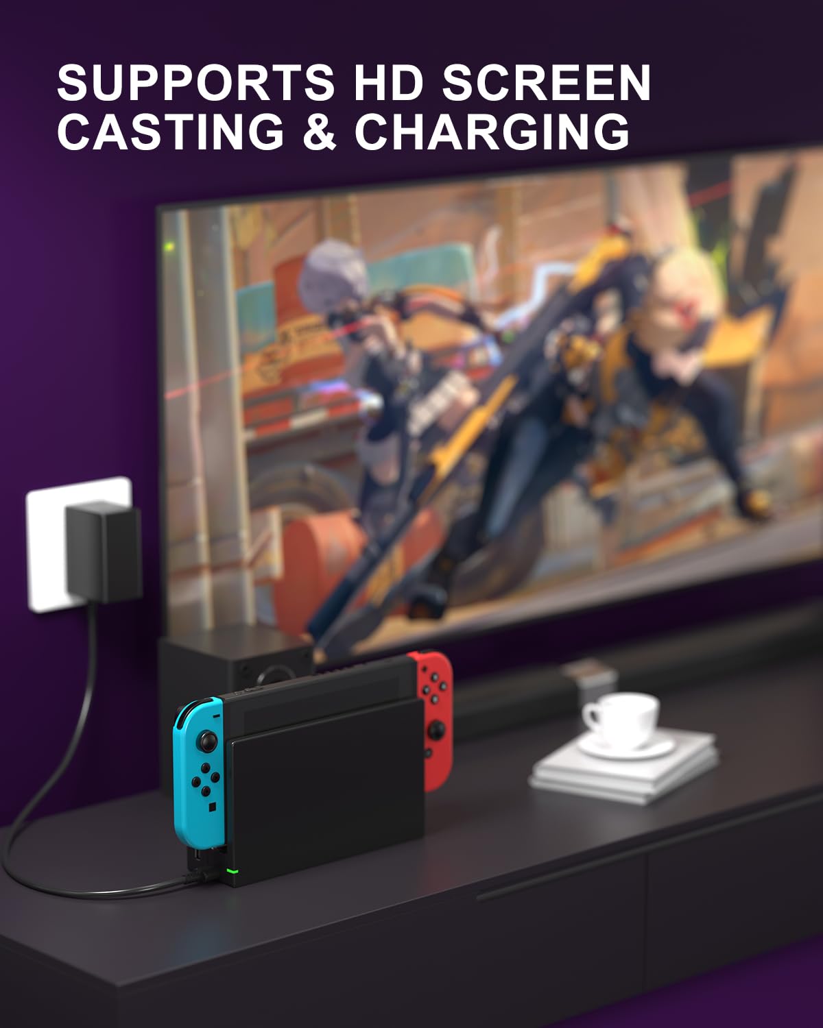 Dock Station for Nintendo Switch/Switch OLED, Replacement 3-in-1 TV Dock Set with Original IC Module, AC Charger & High-Speed HDMI Cable for 1080P HD Output(Not Compatible with Sw 2)