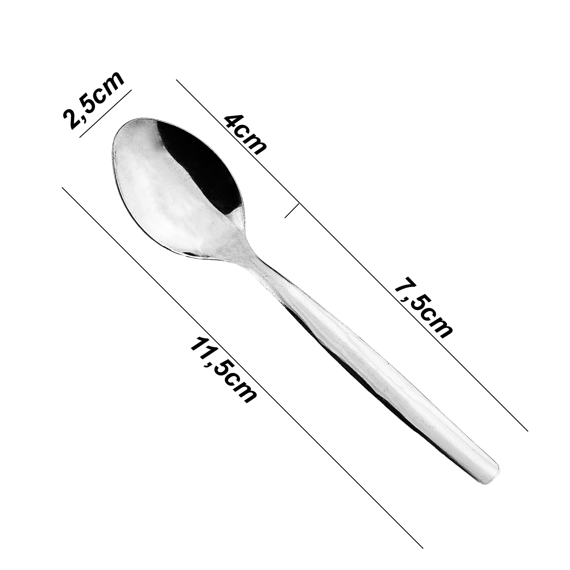 Kaffeelöffel aus Edelstahl - 96 Stück -Teelöffel Dessertlöffel 6 bis 96 Stück auswählbar, Kleiner Löffel 11,5cm für Zuhause, Restaurant, Küche, Spülmaschinenfest