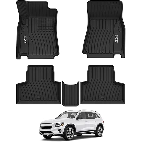 3W Floor Mats Compatible for Mercedez Benz GLB250 GLB35 AMG 2020-2025, TPE All Weather Custom Fit Floor Liner for Benz GLB 1st & 2nd Row Full Set Car Liners Black