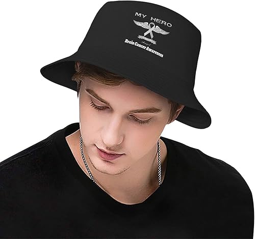 Miniatura 6 de My Hero is Now My Angel Brain Cancer Awareness - Sombreros de pescador de doble tejido para mujeres/hombres, sombrero de pescador para adultos,