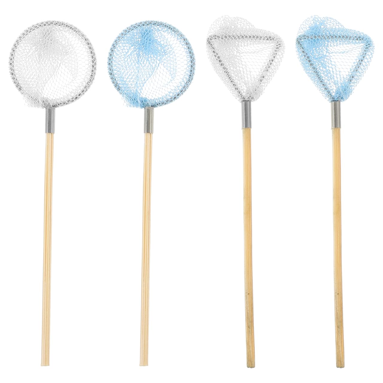 4pcs 1/12 Scale Miniature Fishing Net Set Dollhouse Accessories Alloy Fine Mesh Dip Nets for Butterfly Insect Catching Micro Landscape Decor Fairy Garden Photography Props Cake Topper : Toys & Games