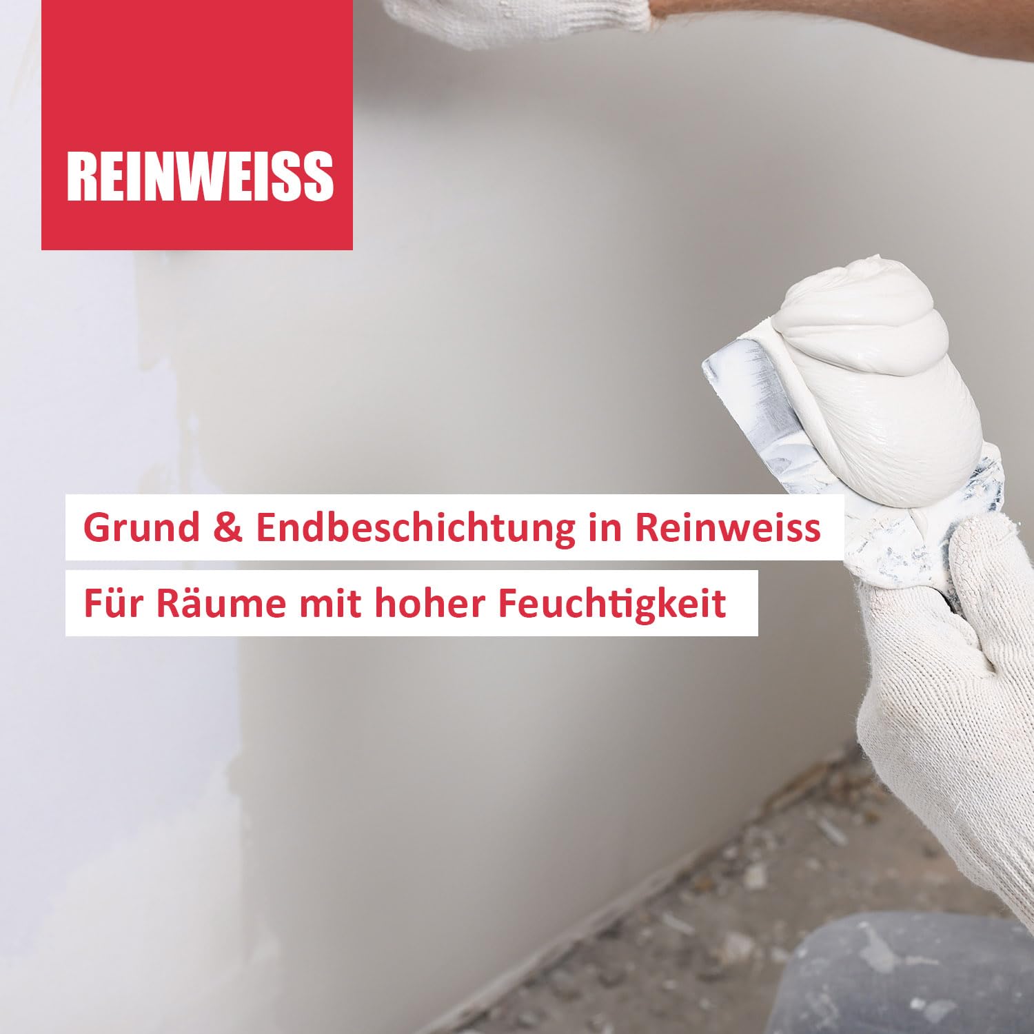 Fertigspachtel 10kg weiß - Feinspachtel 2in1 Flächenspachtel, Füllspachtel für Putz, Gips, Beton, Holz - Spachtelmasse superglatt, wasserfest, rissfrei © DICHTON D.50W