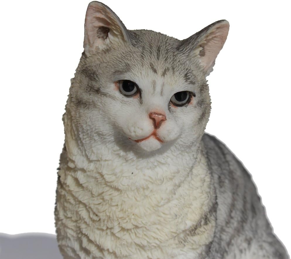 US 4.25 Inch Poly Stone American Shorthair Tabby Spotted Gray - Image 2