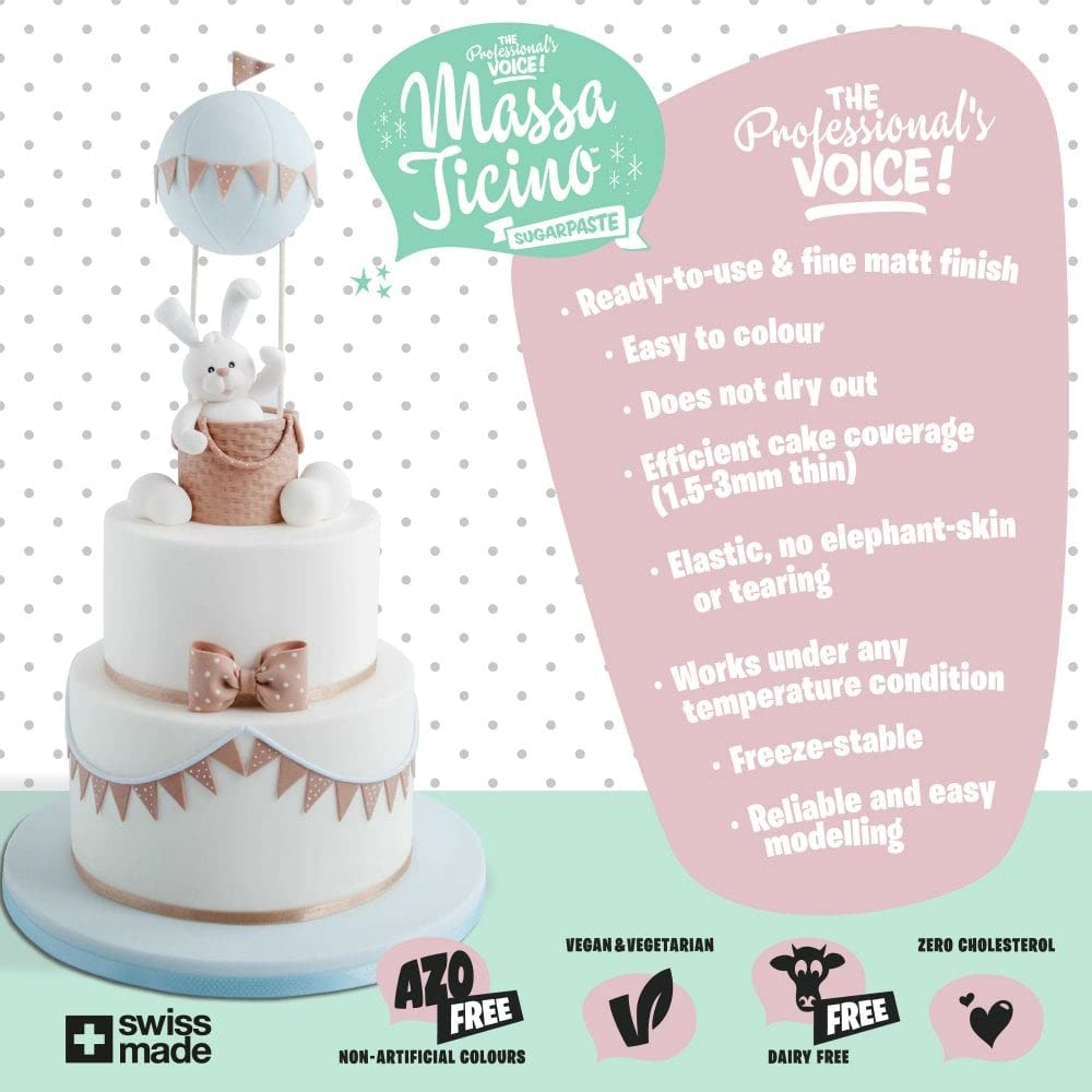 Massa Ticino Tropic Fondant Weiß 7kg | Hochwertige Zuckerpaste für Torten & Kuchen | Tropic Bride White von Mona Lisa | Vegan, zum Backen, Modellieren, Abdecken und Dekorieren