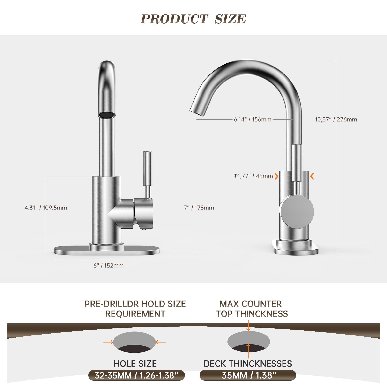 Phiestina Bathroom Sink Faucet,Single-Handle Bathroom Faucet with