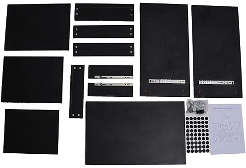 Miniatura 7 de Juego de 2 mesitas de noche pequeñas, color negro, mesa auxiliar con cajones, estilo moderno, 16 pulgadas