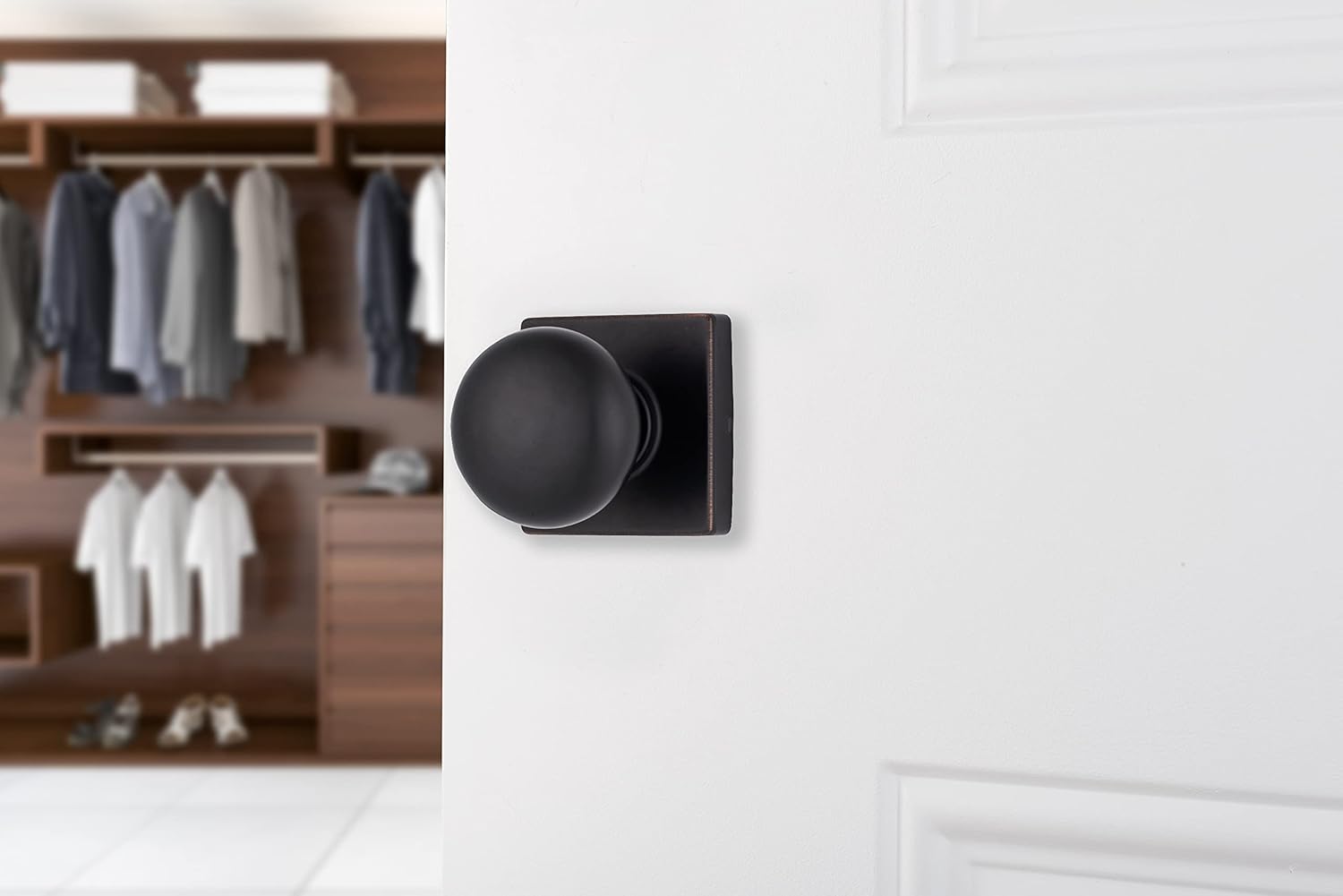 BRINKS Contemporary Passage Ball Door Knob, Modern Lock Set, Interior Door Knobs for Sleek Home Decor - Tuscan Bronze
