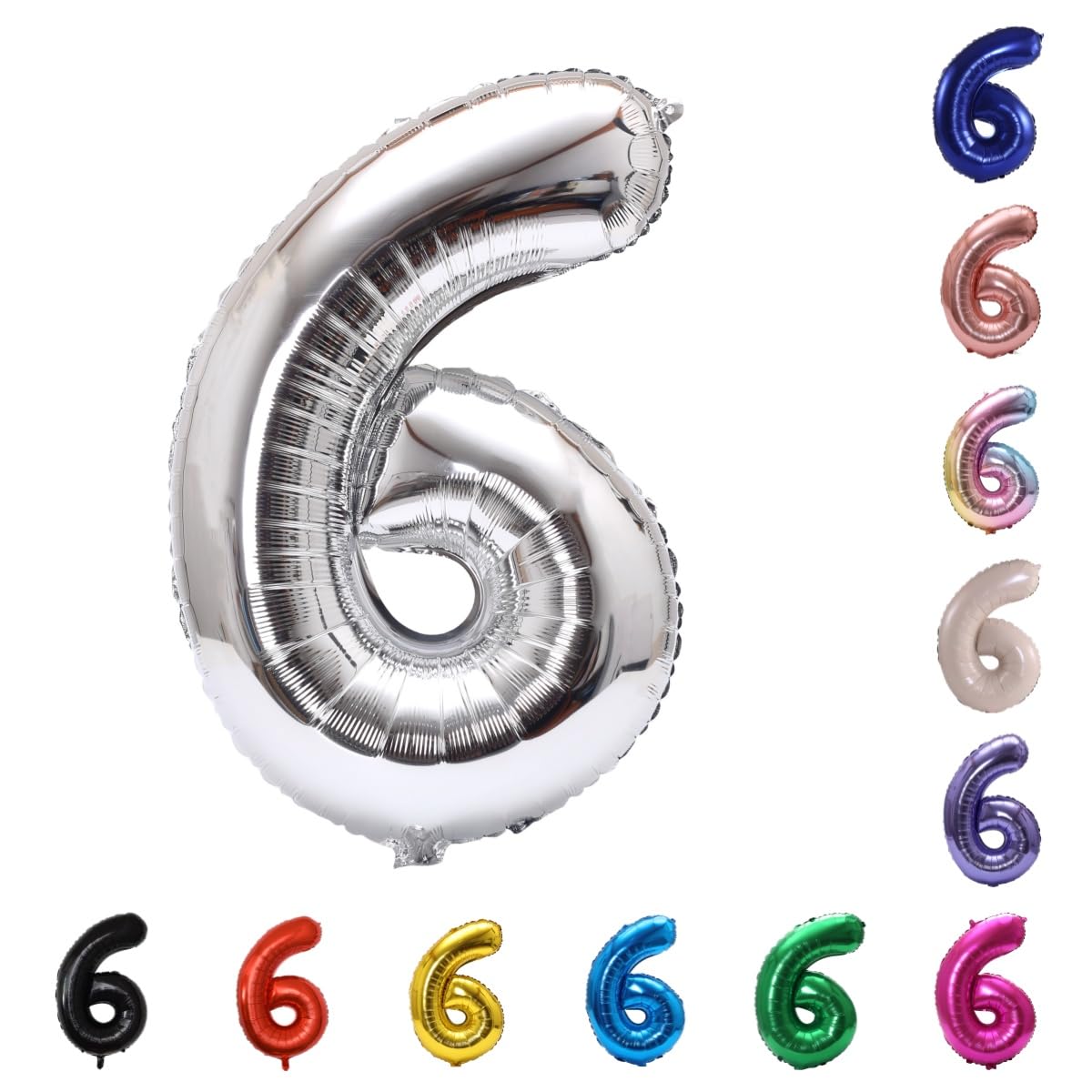 YPSelected 32 Inch Large Foil Helium Number Balloon Birthday Wedding Party 0-9 (Silver, 6)