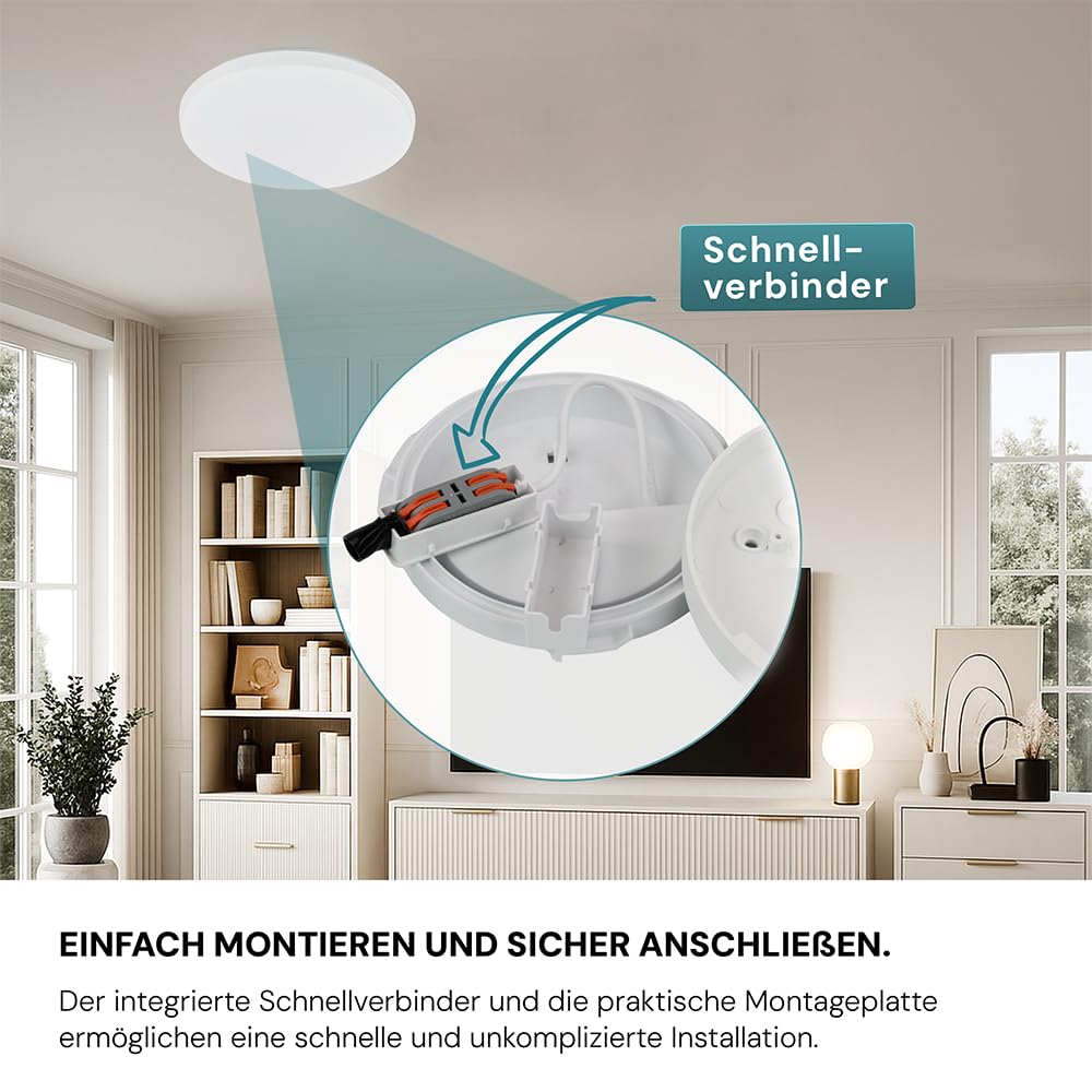 LUXULA 4er Set LED Deckenlampe rund - 24W 4000K Neutralweiß 2500lm - Deckenleuchte modern Badlampe Decke Deckenleuchte Flach für Badezimmer, Küche, Flur - IP44 wasserfest - Ø 35cm - weiß