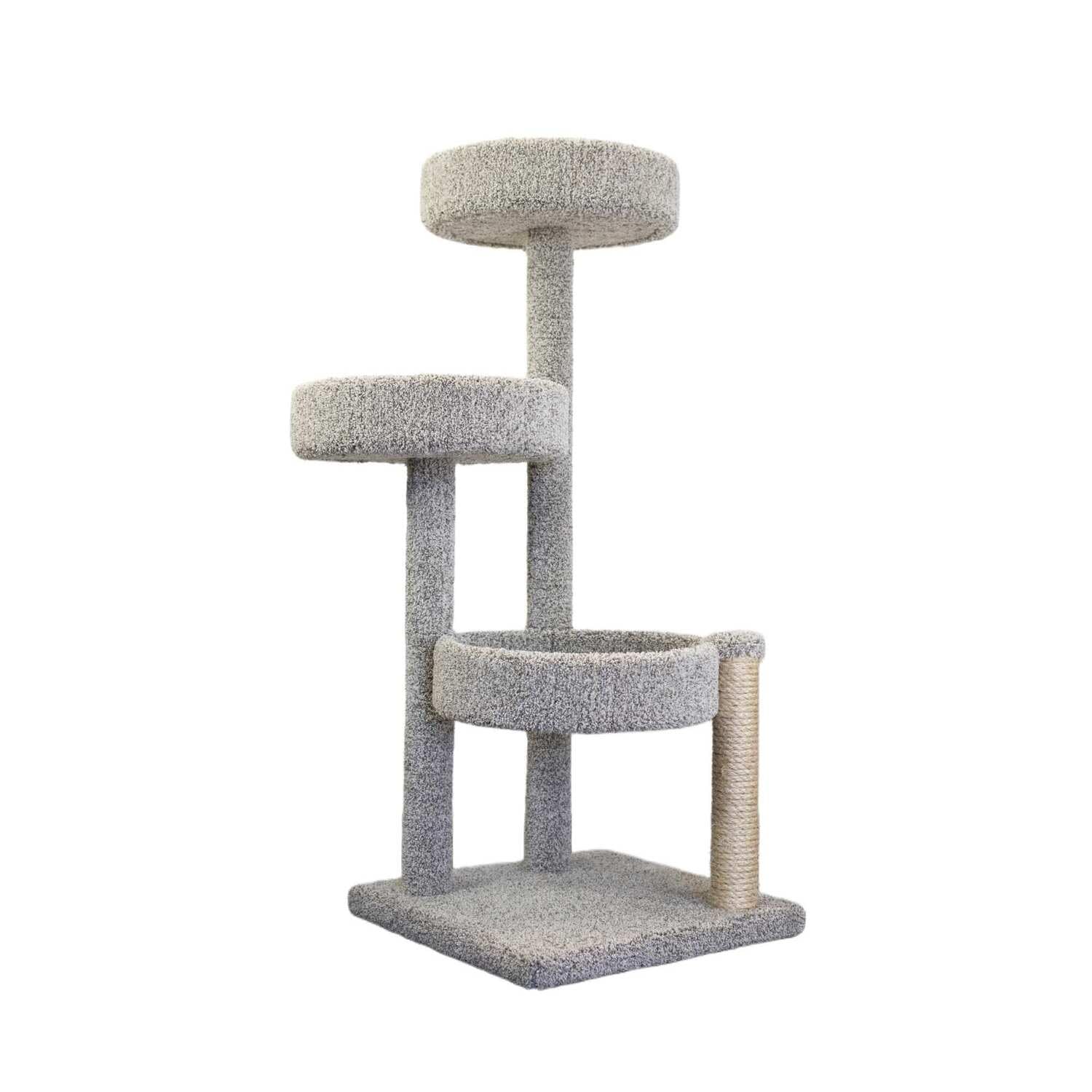 Maykoosh Rustic Recluse Large Cat Tower with Easy to Access Spacious Perches, Carpet Upholstered Cat Tree for All Cat Breeds, Multi-Perch Cat Tree with Sisal Rope Scratch Post Multicolor
