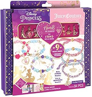 Make It Real Disney Princess X Juicy Couture Bracelet Making Kit with Character Charms and Beads - Gifts for Girls - Ages 8+