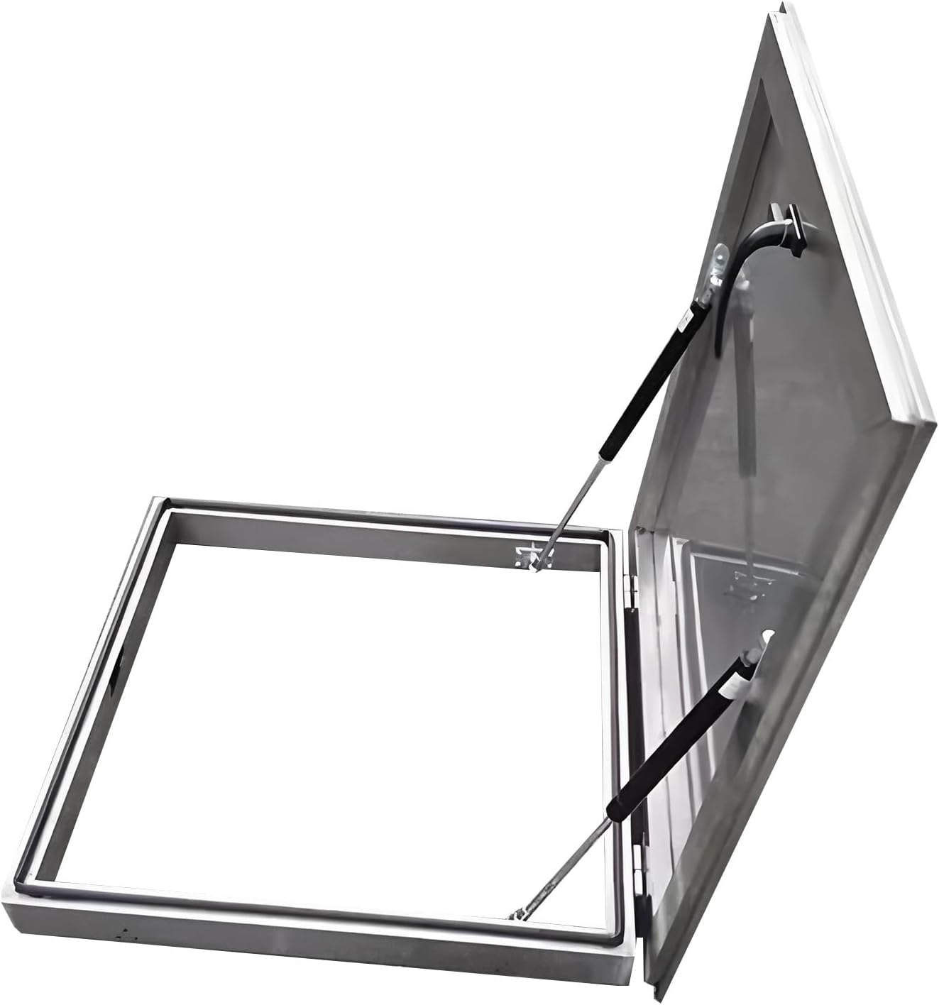 Galvanized Steel Roof Hatch Maintenance Hatch Cover Theft Door Loft Access Egress Window Manhole Covers,Roof Access Hatch with Support Rods and Handle, 304 Stainless Steel for Basement, Well