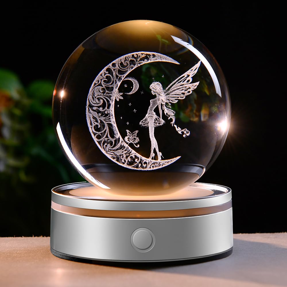 Veilleuse lune en cristal 3D pour apaiser la peur du noir