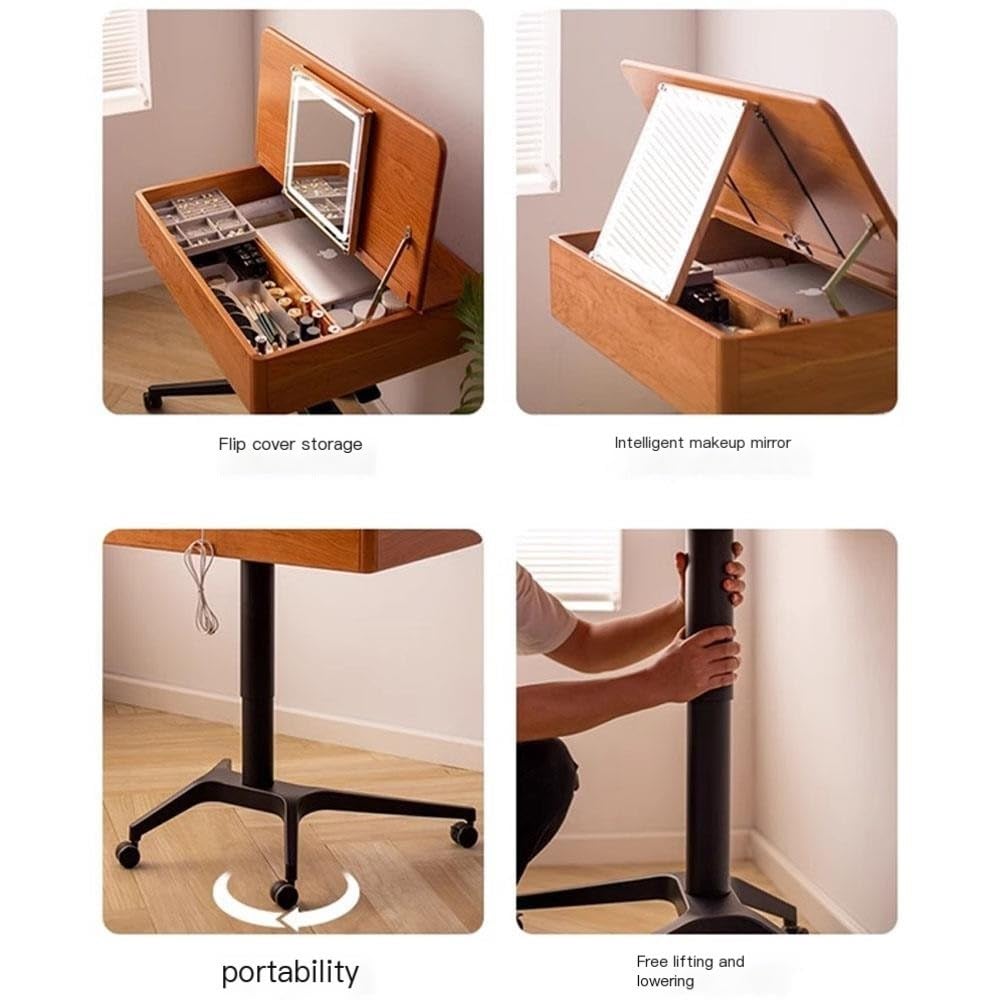 Set Tavolo e sedie Vanity Desk con Specchio Ribaltabile e toletta Mobile luci Tavolo da Trucco