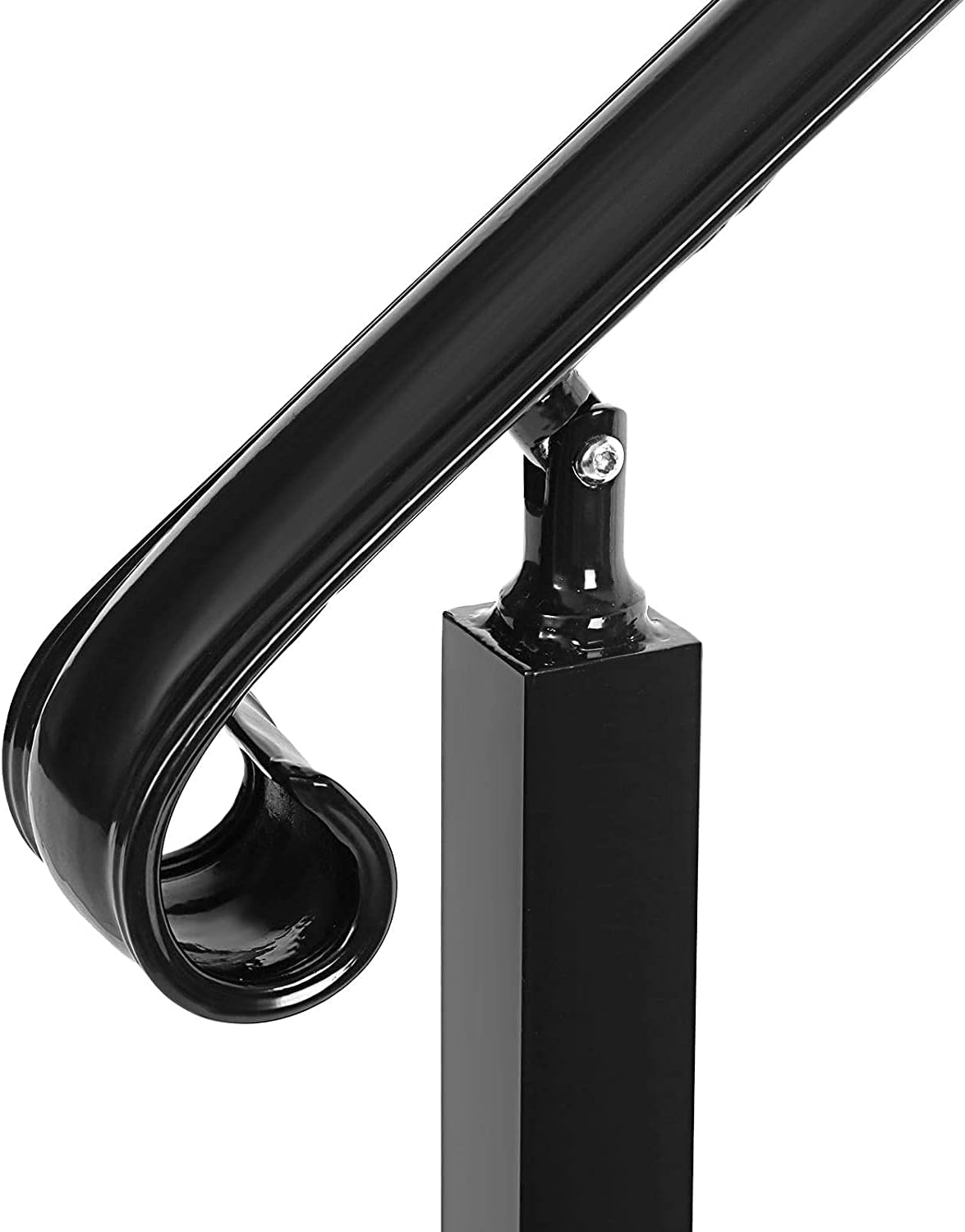 Handrail for 1 to 2 Steps,Wall&Floor Mounted Wrought Iron Handrails, Stair Rail with Installation Kit Hand Rail for Outdoors Steps,Black - - 