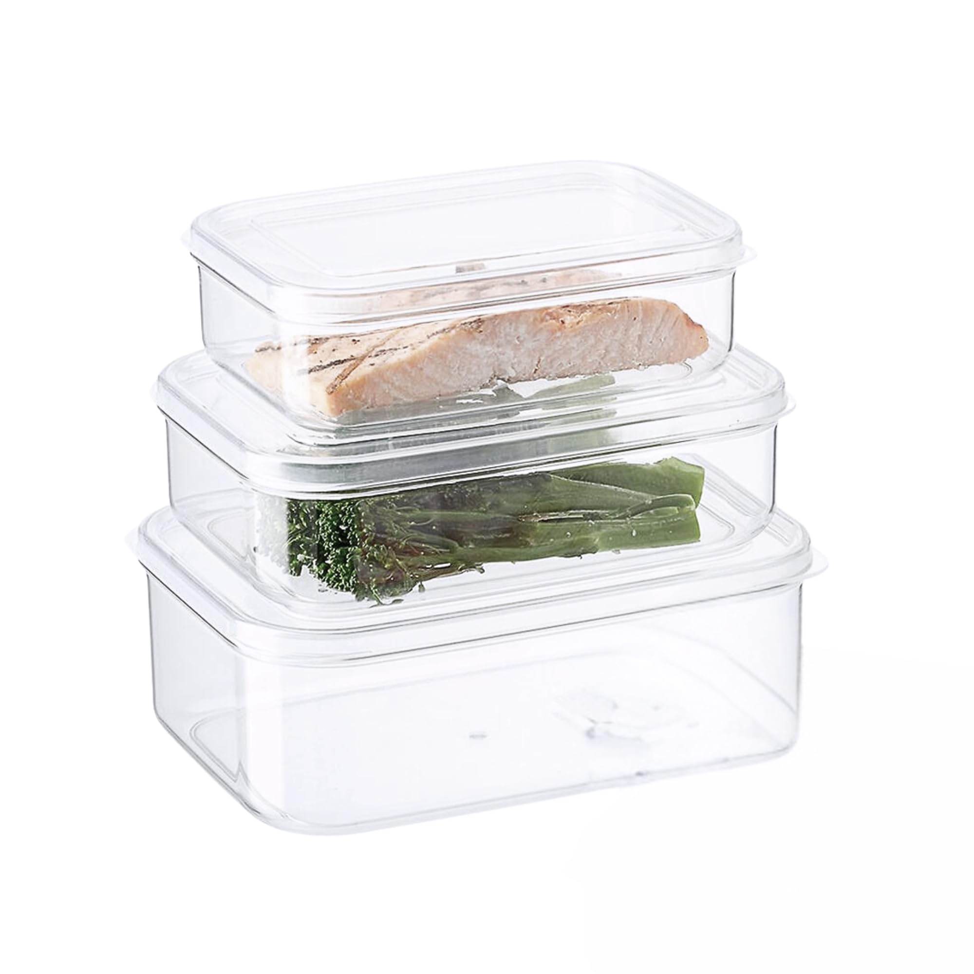 Lustroware3 Set, Micro Clear Kitchen Pantry Food Storage Container Set with Lid, Shatterproof, BPA Free, Dishwasher, Microwave Safe Canister, Fridge Refrigerator Organizer (1.0qt / 1.4qt / 2.3qt)