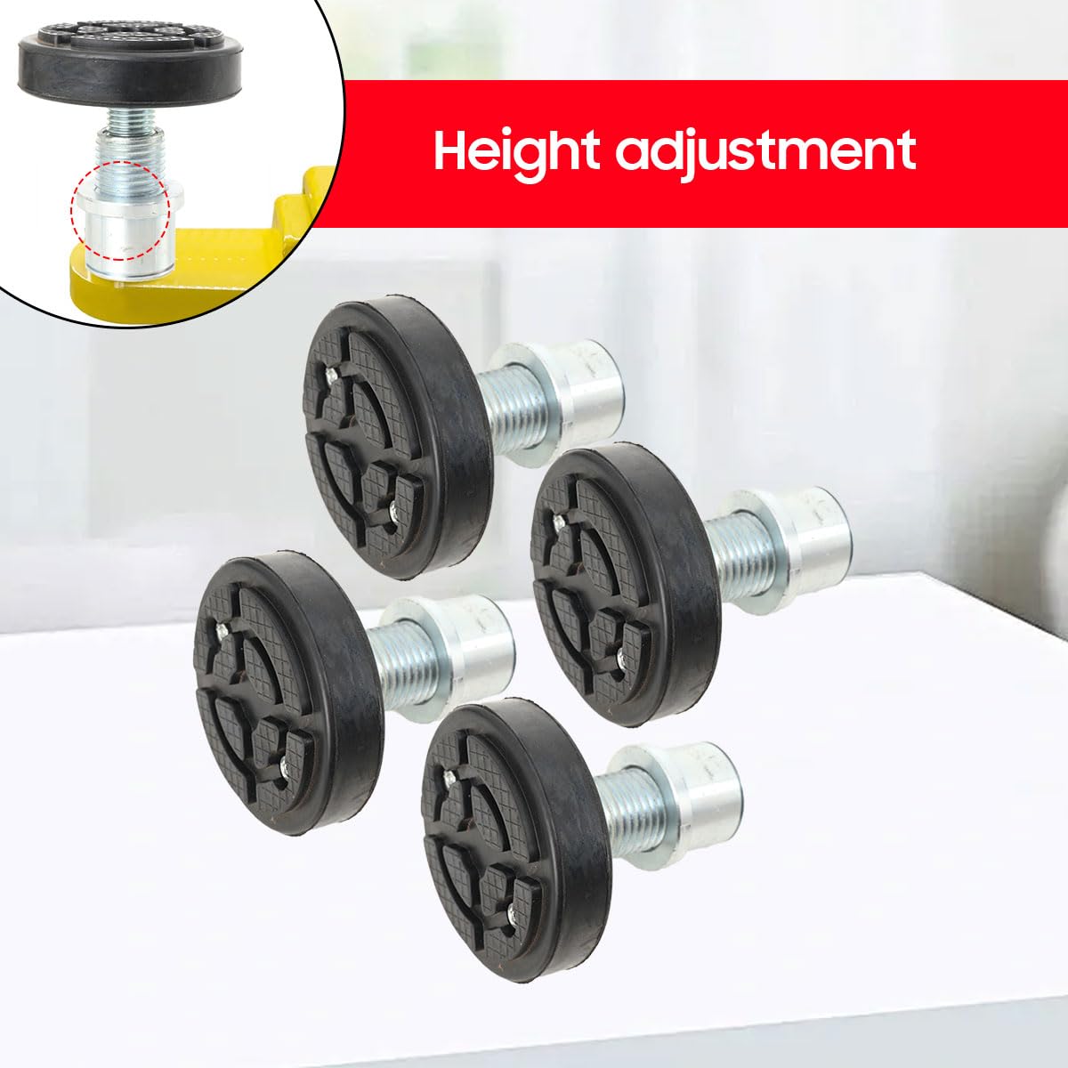 4 Stück Drehteller Tragarmteller Gummiauflage Hebebühne Aufnahmeteller Gummiauflage Nussbaum für 2 Säulen Hebebühnen ausdrehbar Aufnahme 50mm universal