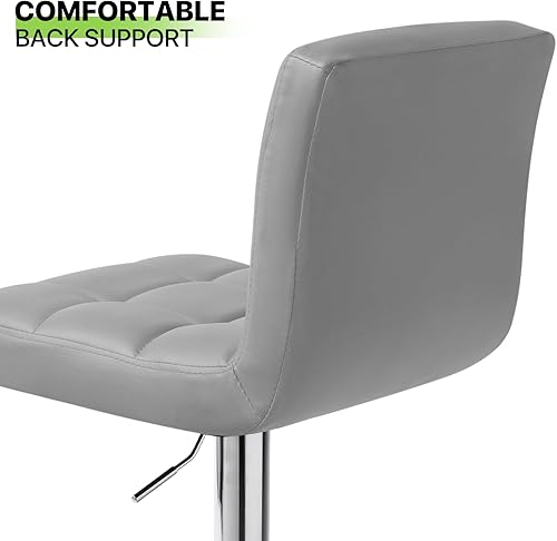 Miniatura 36 de Magshion Juego de 2 taburetes de bar, modernos taburetes de bar giratorios de piel sintética con respaldo, sillas de bar cuadradas ajustables sin