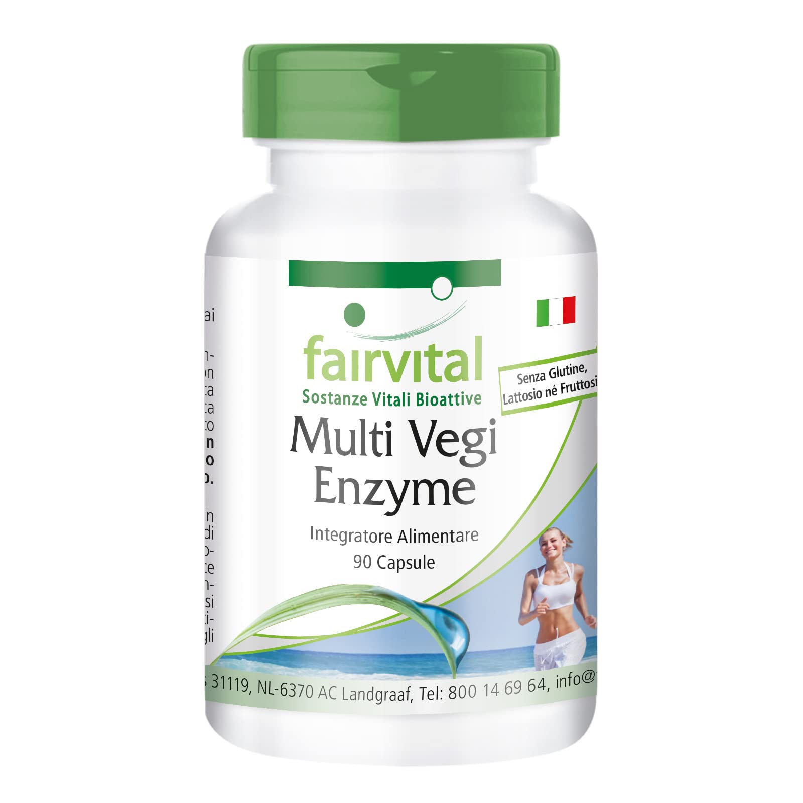 fairvital Multi Vegi Enzyme, 90 capsule, complesso enzimatico 100% vegetale con bromelina + papaina + amilasi + lipasi + lipasi + proteasi + rutina, a rilascio ritardato