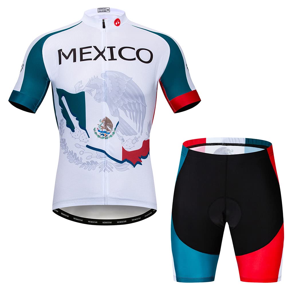 Hotlion Men's Cycling Jersey Sets Gel Pad Summer Bike Clothing Suit Breathable Bike Clothes with 3 Rear Pockets