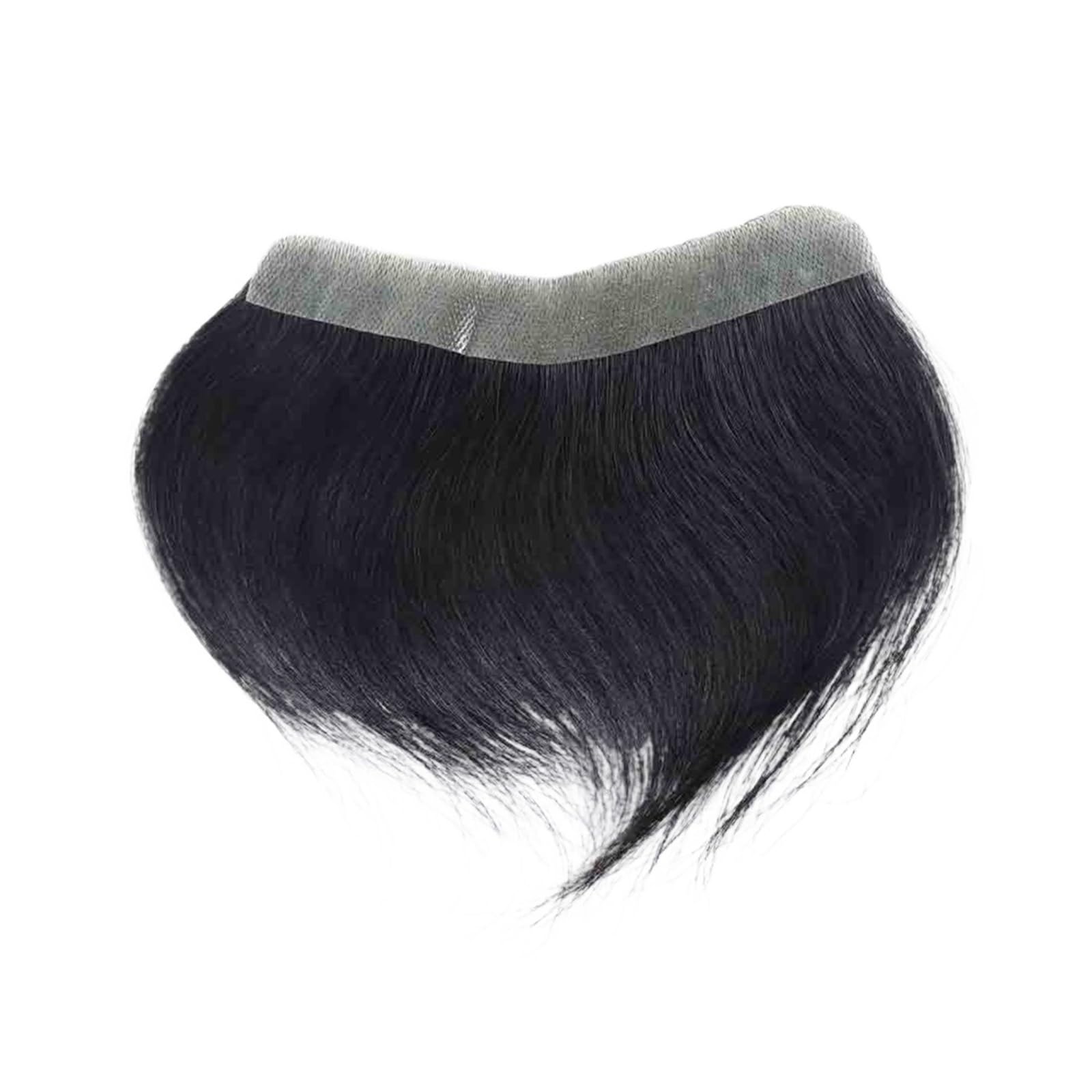 Replacement Wig Human Hair Toupee Thin Skin PU Base Forehead Hairpiece Patch Men's Capillary Prosthesis Daily(Natural Black)