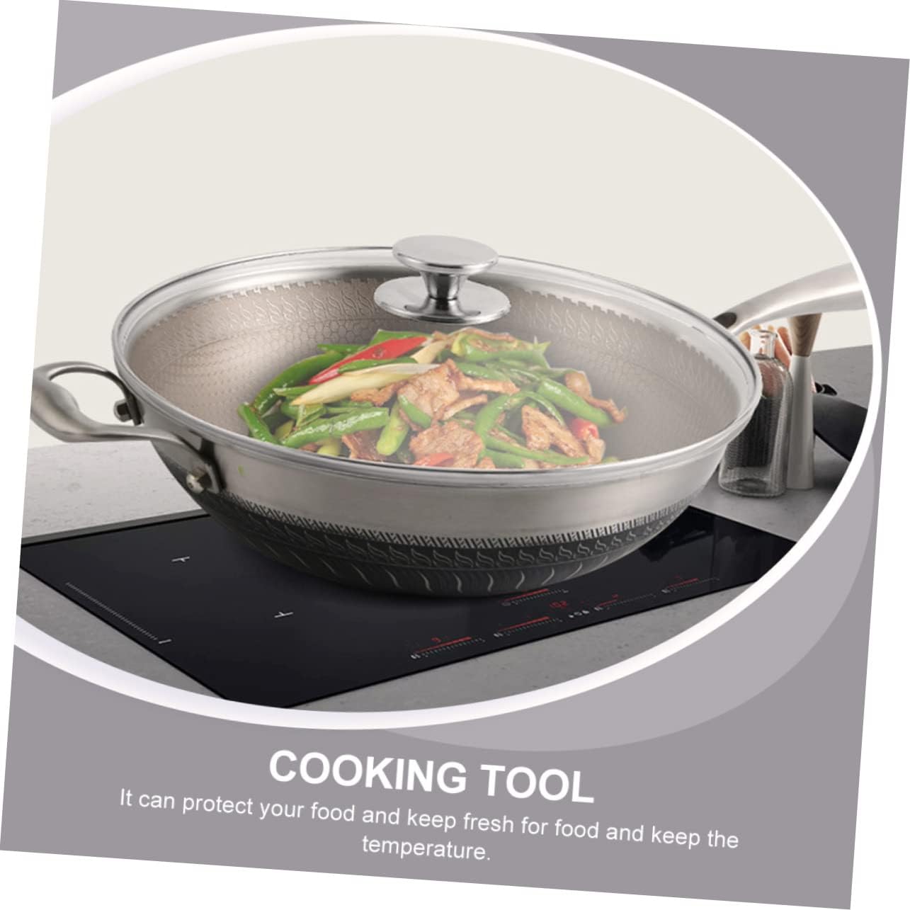 ABOOFAN 1Pc Multi Functional Pot Cover Heat Resistant Tempered Lid for Kitchen Cookware Visible Design for Easy Monitoring for Home Restaurant and Hotel Use