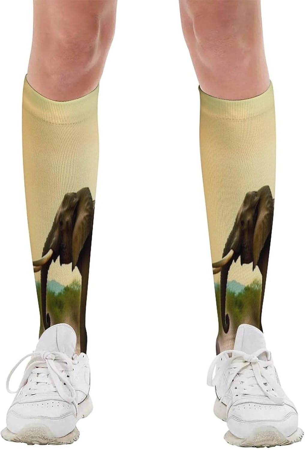 Africa Elephant Crew Socks Calf Socks Athletic Crew Sock