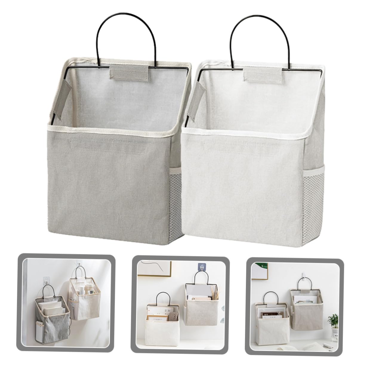 Gatuida 2pezzi Borsa Porta Oggetti da Appendere alla Parete con Gancio Adesivo Organizer Tasche per Armadio Camera da Letto Cucina Bagno Tasche Portaoggetti da Parete
