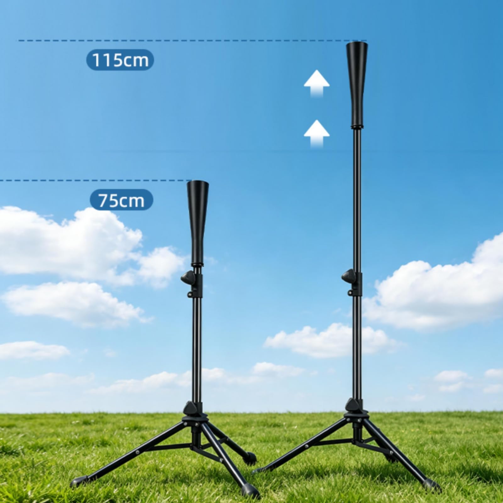 Harilla Baseball Trainingsständer Schlagtee Ballständer Schlaghilfe Trainingsgerät mit Verstellbarem Pfosten Und Festem Stativ, Rot, Erwachsenenmodell Ausziehbar 115cm