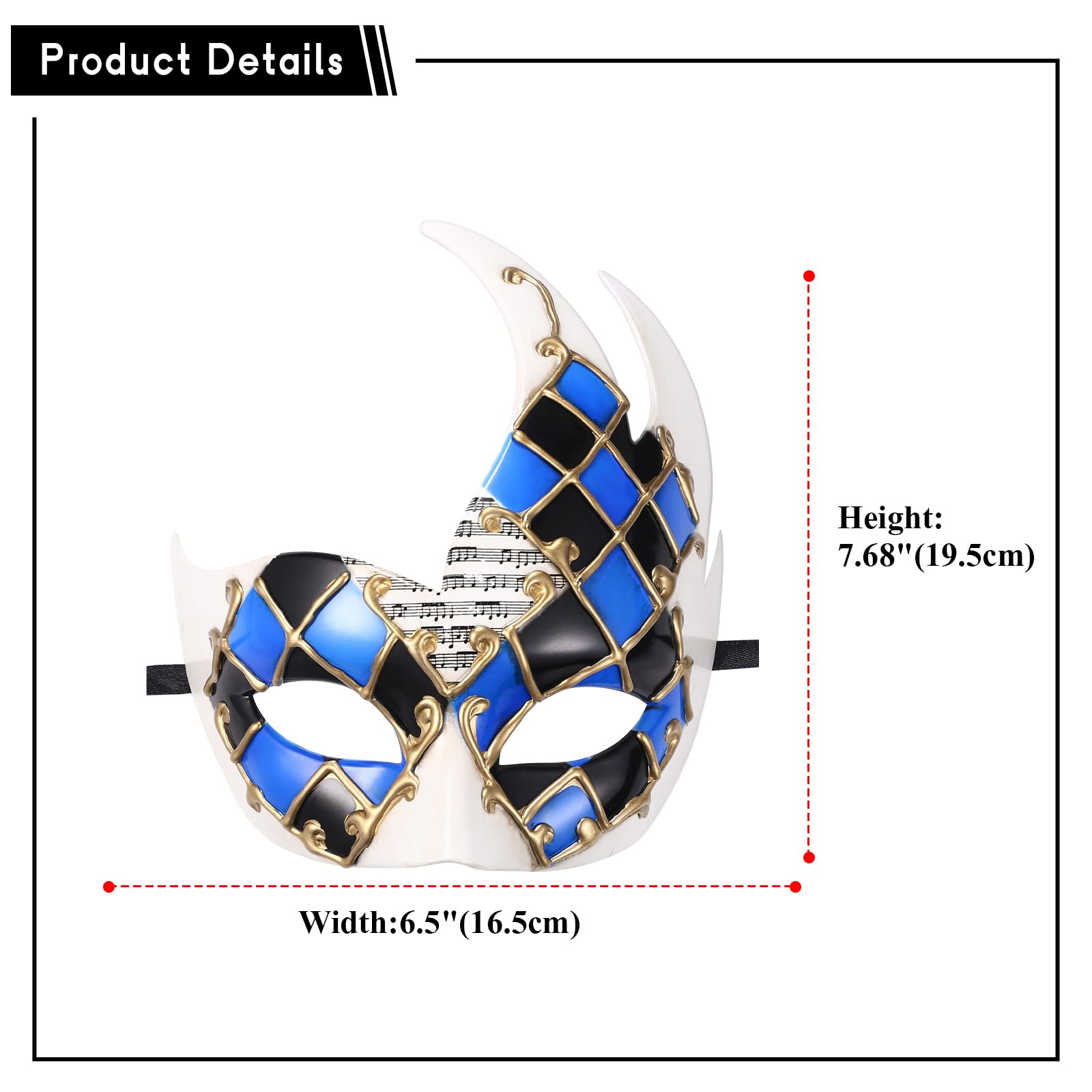 Oidea Masquerade Mask for Men: Vintage Half Face Phantom of The Opera Mask Halloween Costume Prom Venetian Mardi Gras Party Masks Blue - Image 4