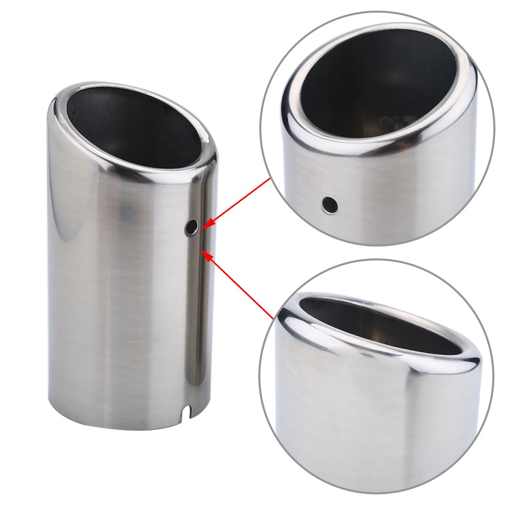 Qiilu acero inoxidable Tubo de escape, 1 Par de Tubos de cola de escape del coche Consejos silenciador