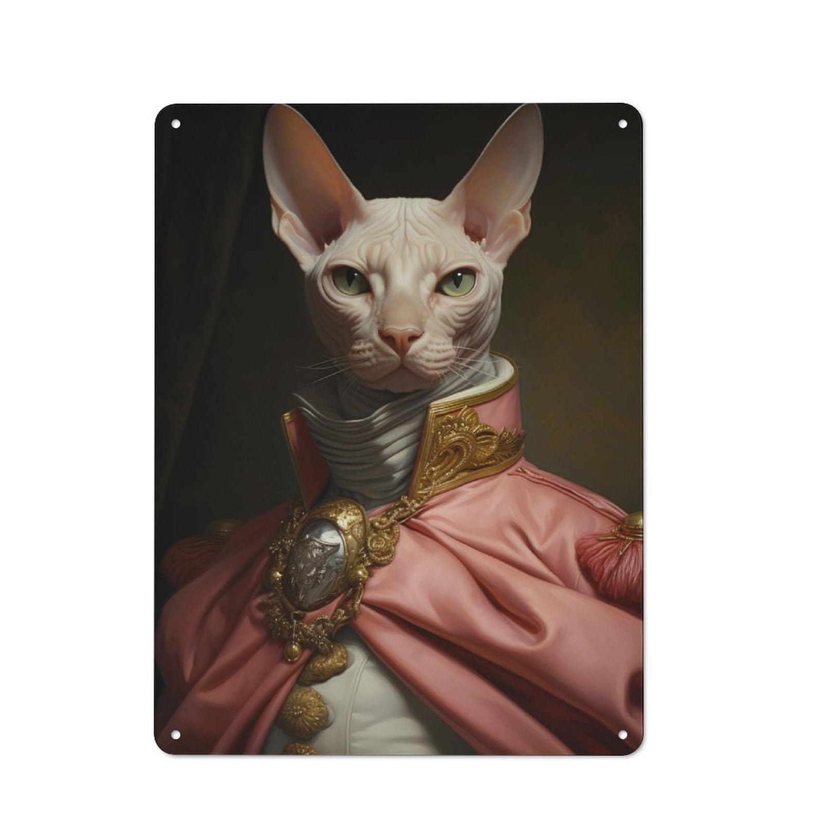 Junmoney Sphynx Cat King Rustic Tin Wall Plaque 40X30cm For Guest Room Or Hallway, For Garage, Workshop And Man Cave Decoration