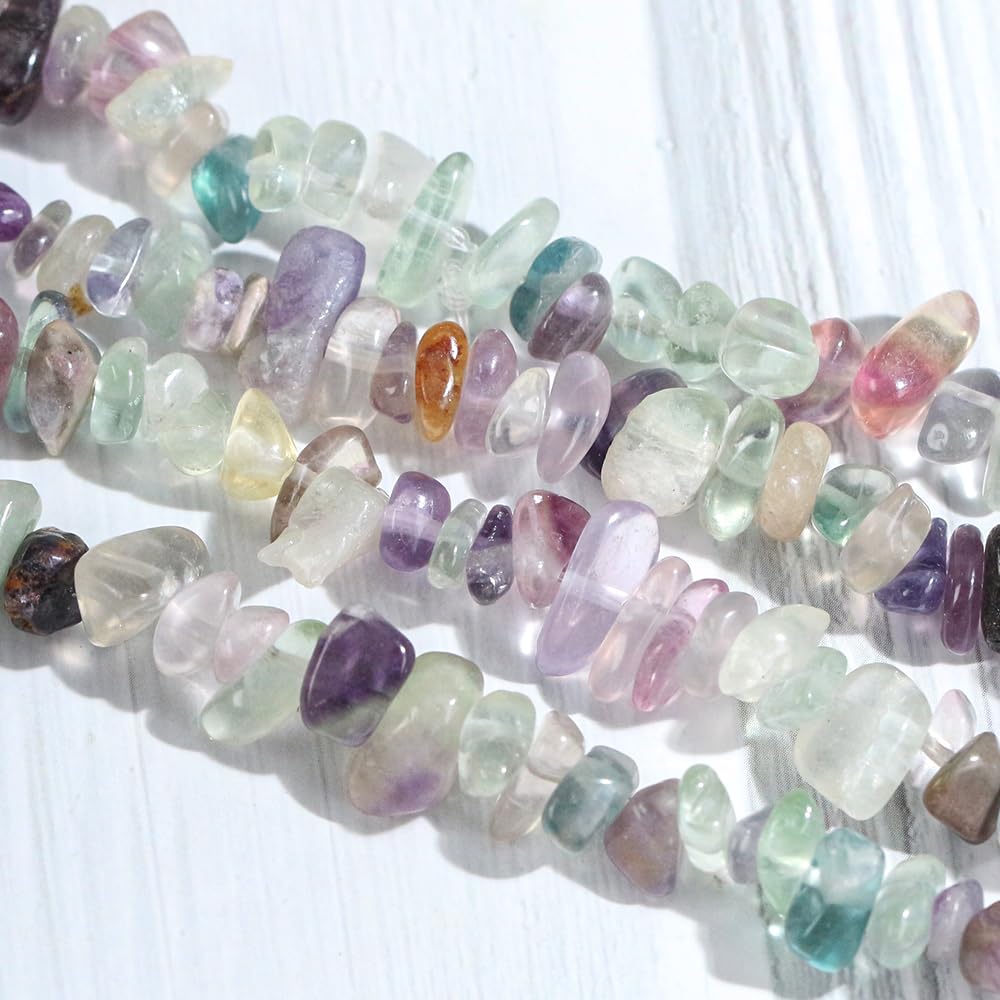 260pcs Natural Fluorite Crystal Beads Chips 5mm to 8mm Irregular Gemstone Beads with Holes DIY for Bracelet Necklace Earrings Jewellery Making Craft 32 inch - Image 2
