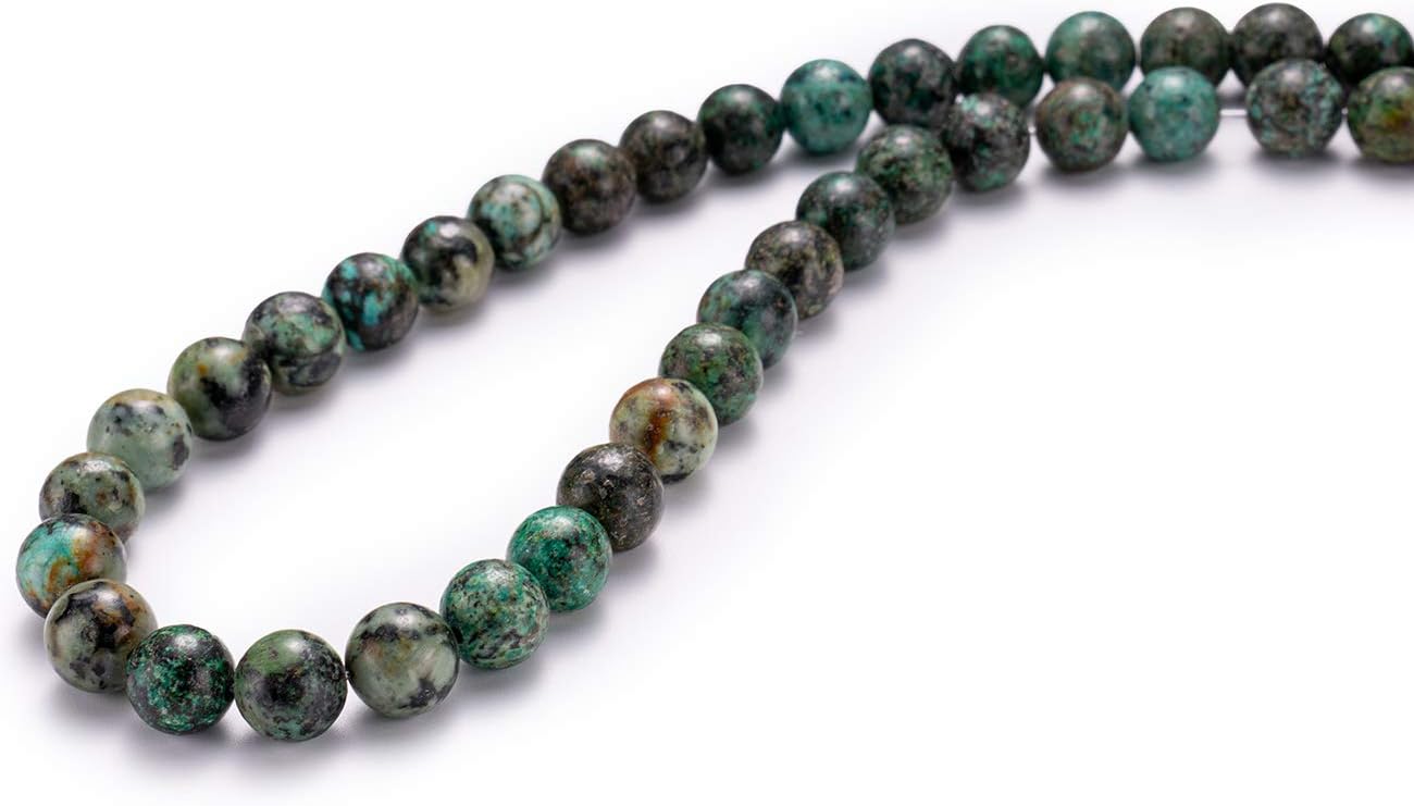 BEADIA Natural African Turquoise Stone Round Loose Semi Gemstone Beads for Jewelry Making 10MM 38PCS African Turquoise 10mm